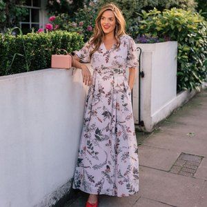 Anthropologie brand GAL MEETS GLAM floral printed maxi with belt size 2 NWT